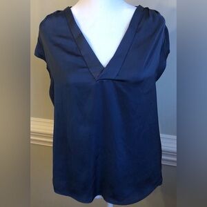 H&M Short Sleeve Blue V-Neck Dress Blouse